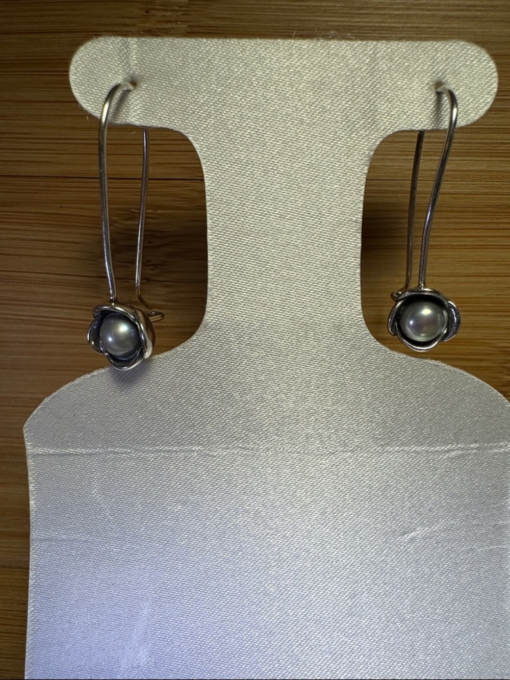 Pandora Sterling Silver Pearl long drop earrings